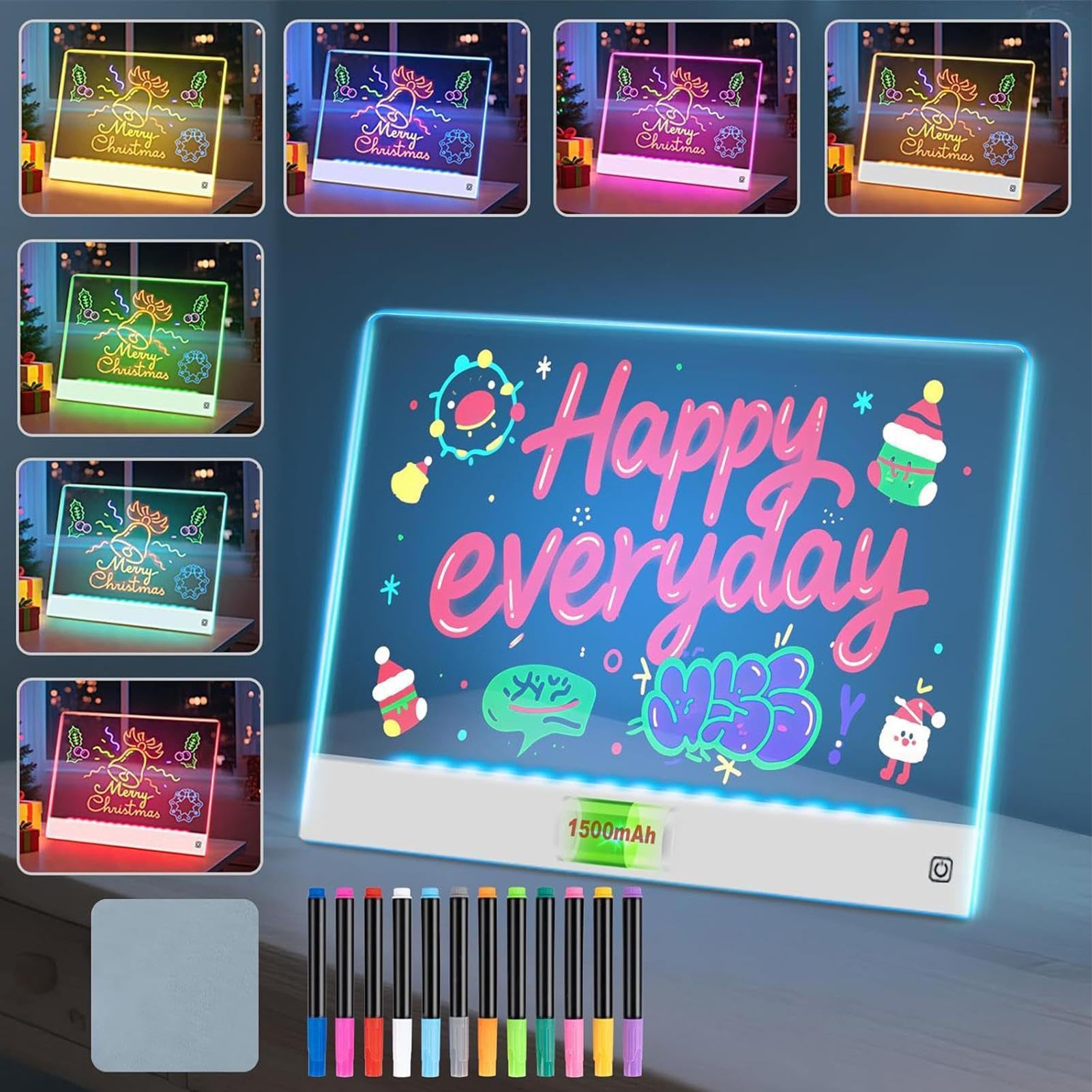 Lavagna LED Scrittura Pad Acrilico Luminoso Portatile | Tavoletta LED Disegno E Tablet Scrittura Per Bambini E Bambine Scuola Ufficio Casa Viaggio Classe Prescolare Sala Giochi
