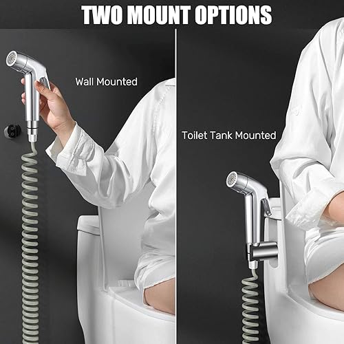 Miniatura 4 de Pulverizador de bidé de mano para baño con manguera de resorte, juego de soporte de pared, Closestool, bandeja para sentadillas, flor de agua, pañal