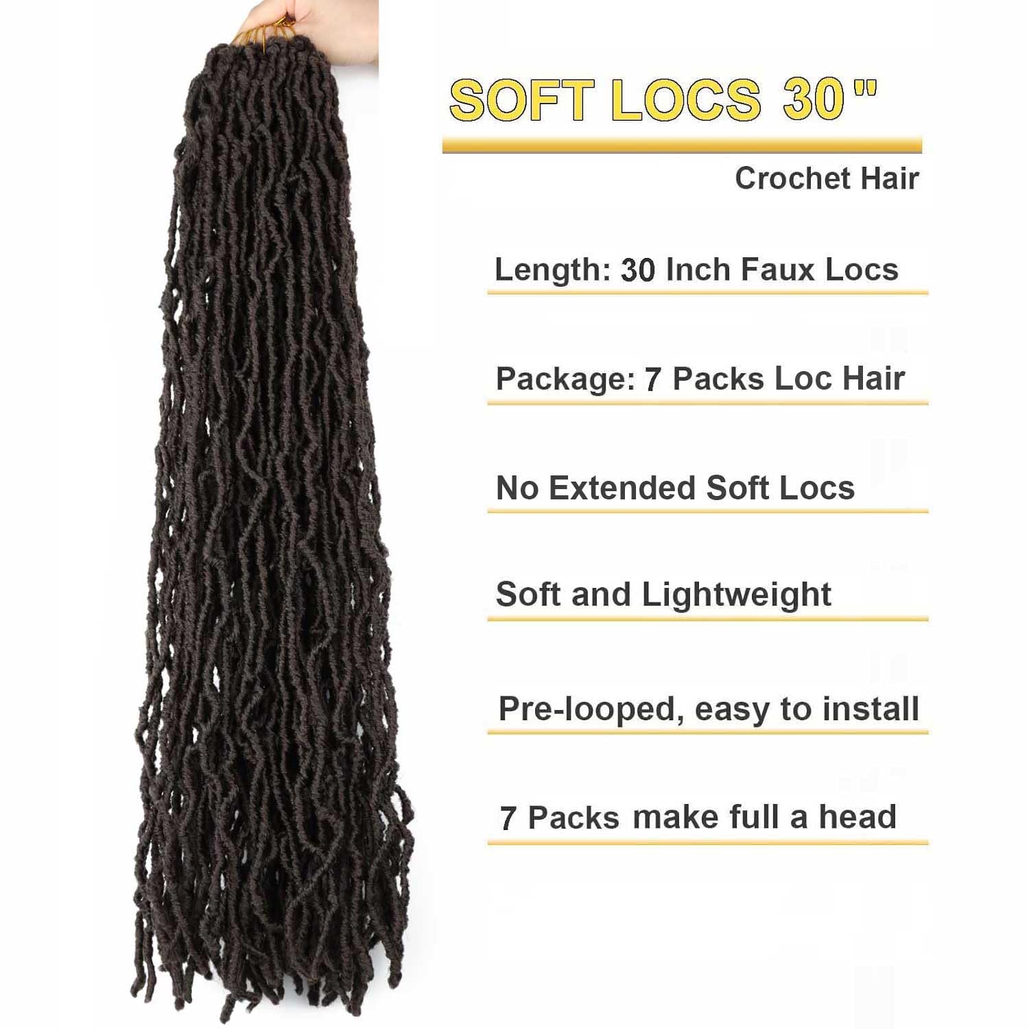 7 Packs Faux Locs Crochet Hair 30 Inch Soft Locs for Distressed Locs Butterfly Locs Crochet Hair for Women (30 Inch(Pack of 7) 4#)