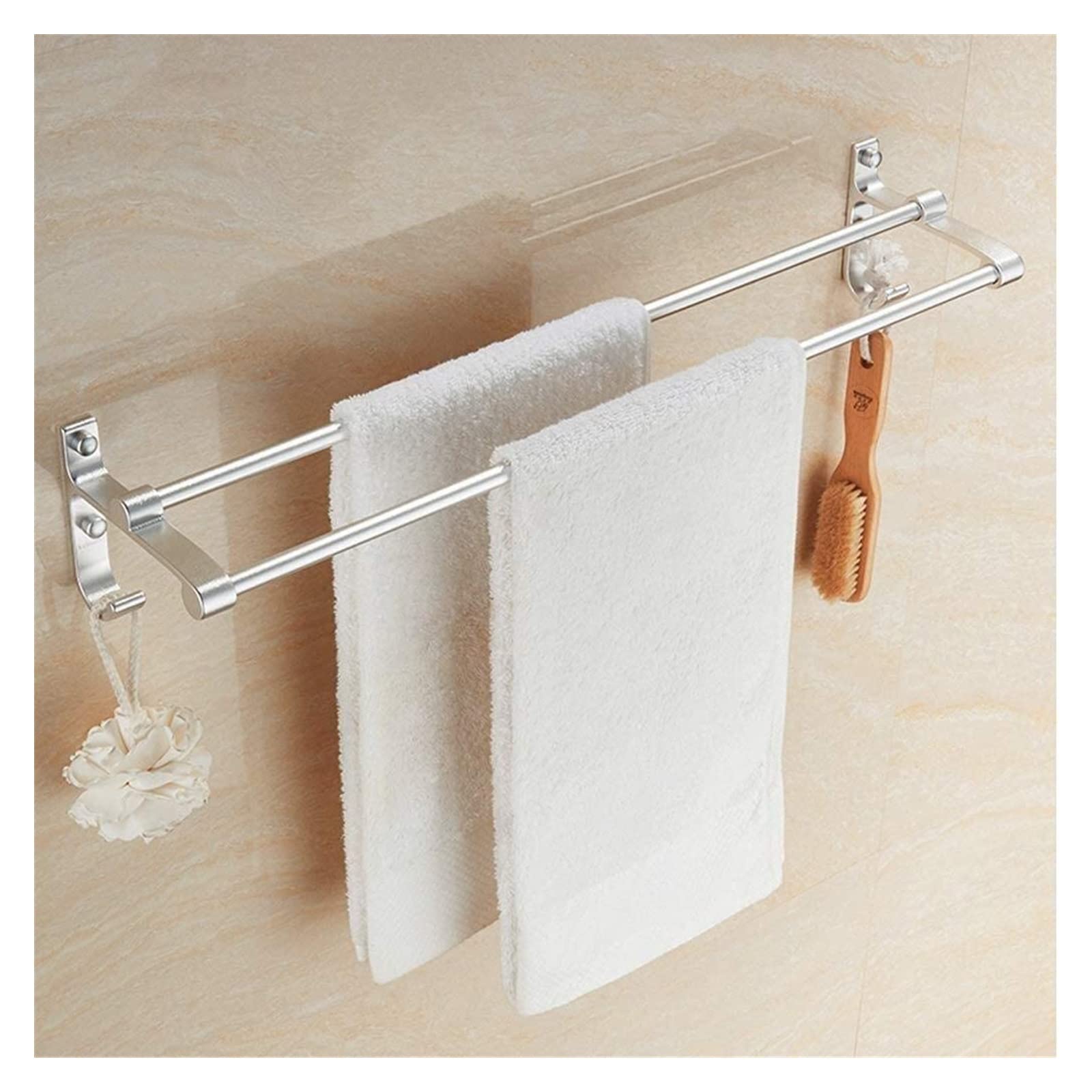 Amazon.com: Towel BAR Rack Bathroom Shelves, Double Bar Holder for Towel  Shelfs, 2 Bars. Towel Rack for Bathroom Kitchen, Aluminum/500Mm (Size :  400Mm) : Tools u0026 Home Improvement