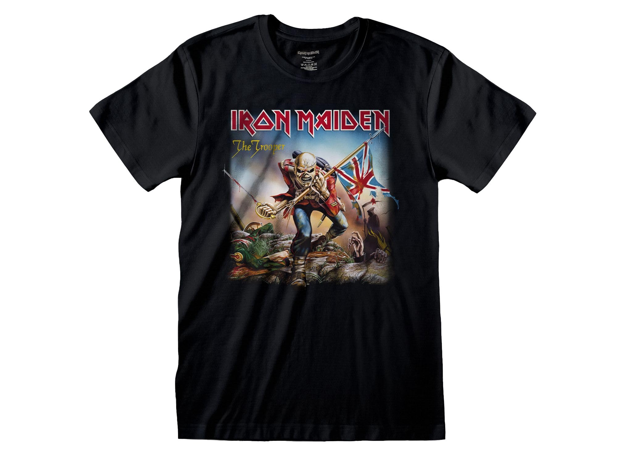 T-Shirt Iron Maiden The Trooper. T-Shirt Rock Officiel Noir. Bande Heavy Metal. Coton Unisexe. Adulte Garçon.