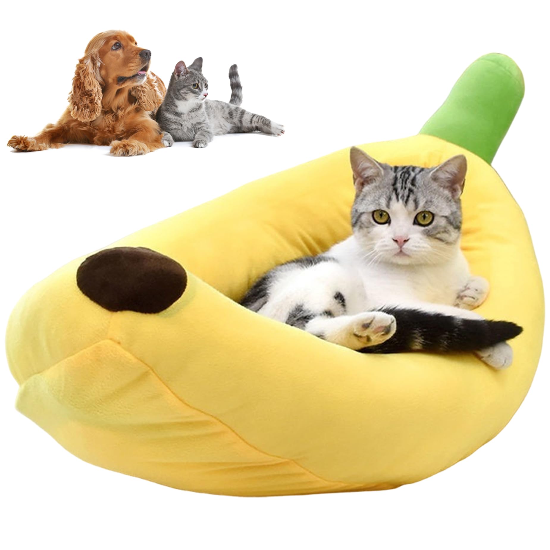 Lit de chat banane mignon : panier doux lavable de 23x13 pouces pour chatons
