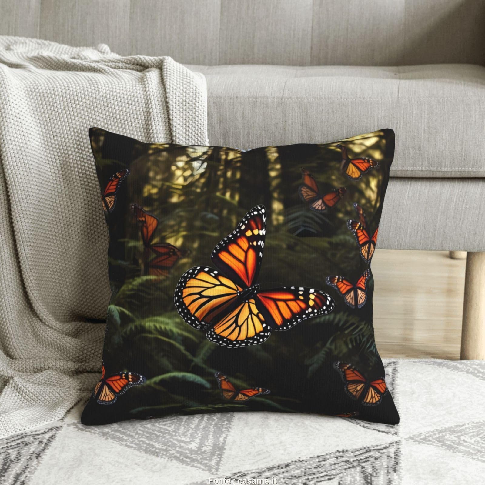 Housse de coussin motif papillon 50x50 cm taie décorative canapé