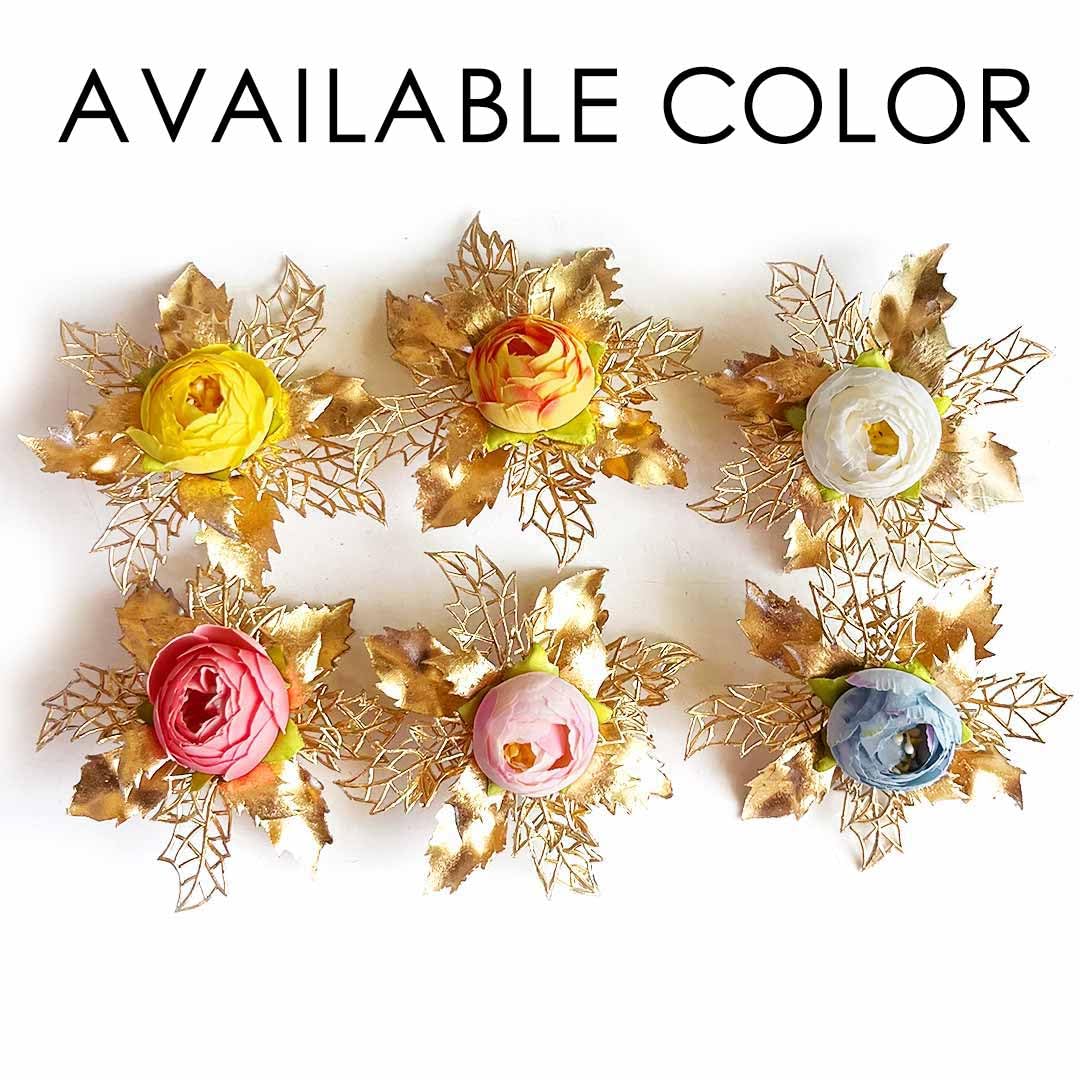 CRAFT SHOP INDIA Artificial Golden Flower Peonies Brooch for Hamper, Decoration, Gifting, Trousseau Packing | Artificial Flower Bunch Hamper (3, White) 2