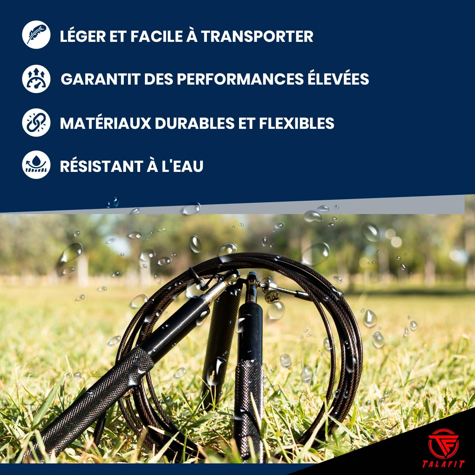 Corde à Sauter Professionnelle Moma - Acier Avec Roulements à Billes - Longueur 3 M Réglable