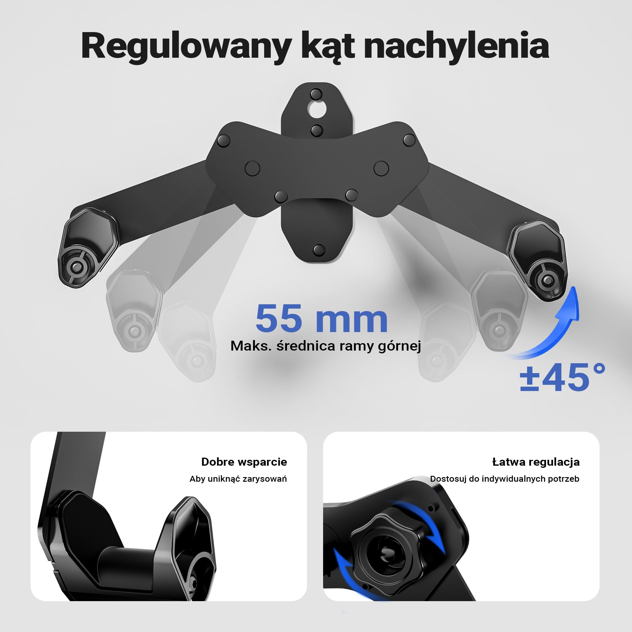 Wiltec Uchwyt naścienny na rower, z regulowaną szerokością do kierownicy maks. 77 cm, ze stali, wieszak rowerowy do 25 kg nośności z paskiem na koło