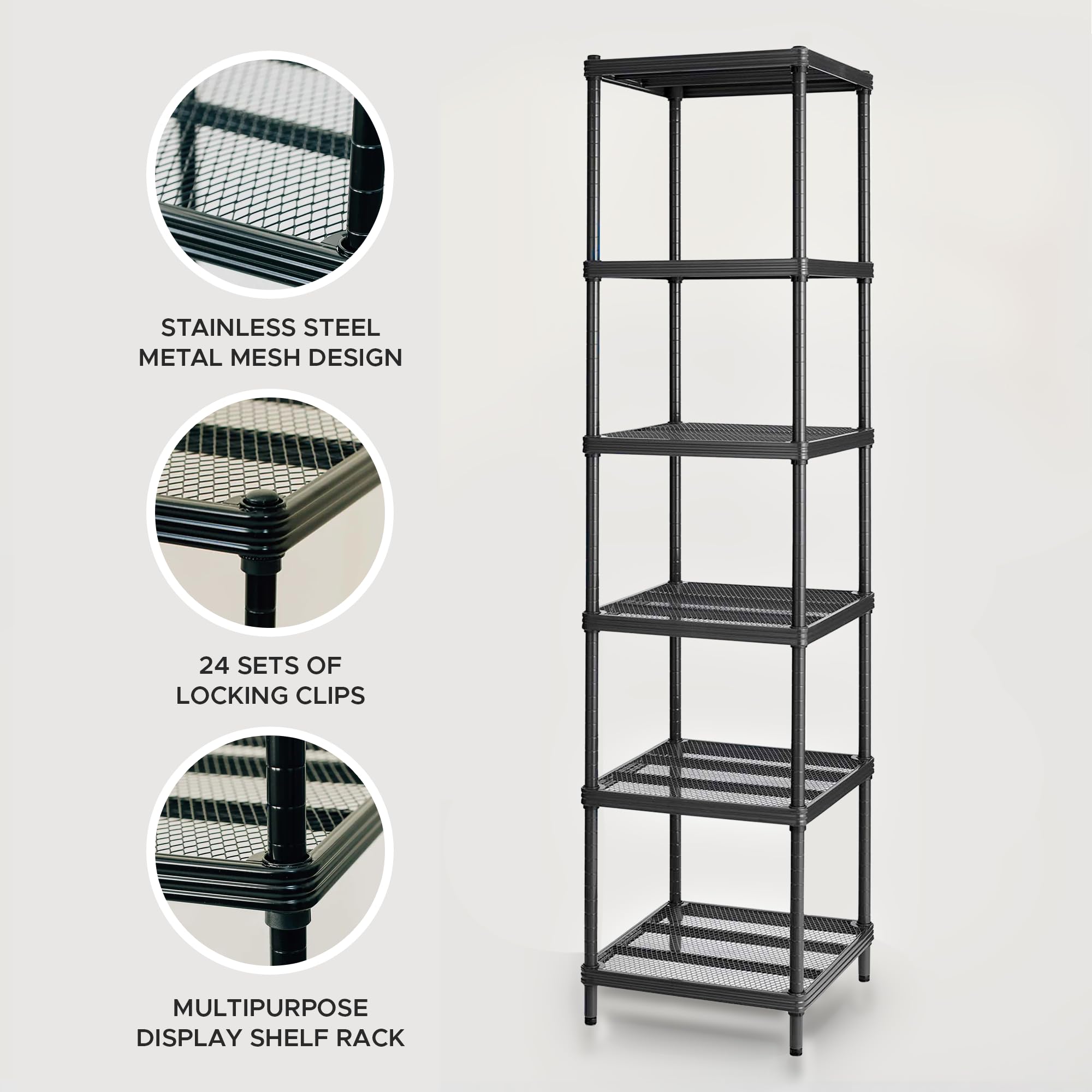 Design Ideas MeshWorks 6 Tier Tower Metal Storage Shelving Unit
