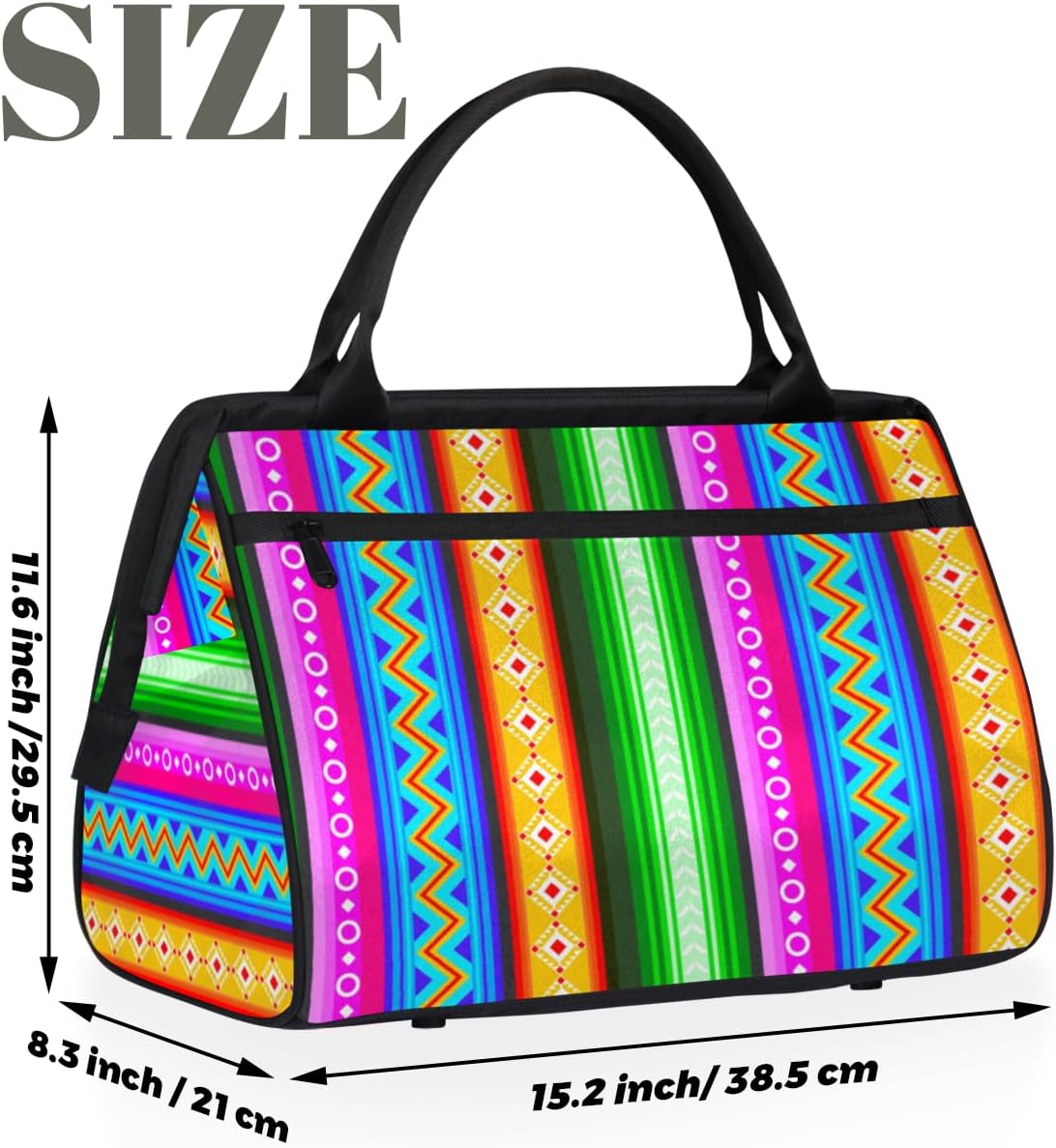 Color Western Carpet Small Overnight Weekender Tote Bag for Women Men Foldable Travel Duffel Bags Lightweight Sports Gym Bag Waterproof Carry On Luggage Weekender Bag for Traveling Gifts - Image 3