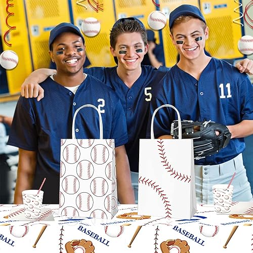 Miniatura 4 de 12 bolsas de regalo para fiestas deportivas con papel de seda, béisbol, fútbol, baloncesto, bolsas de regalo con asa para fiestas temáticas de