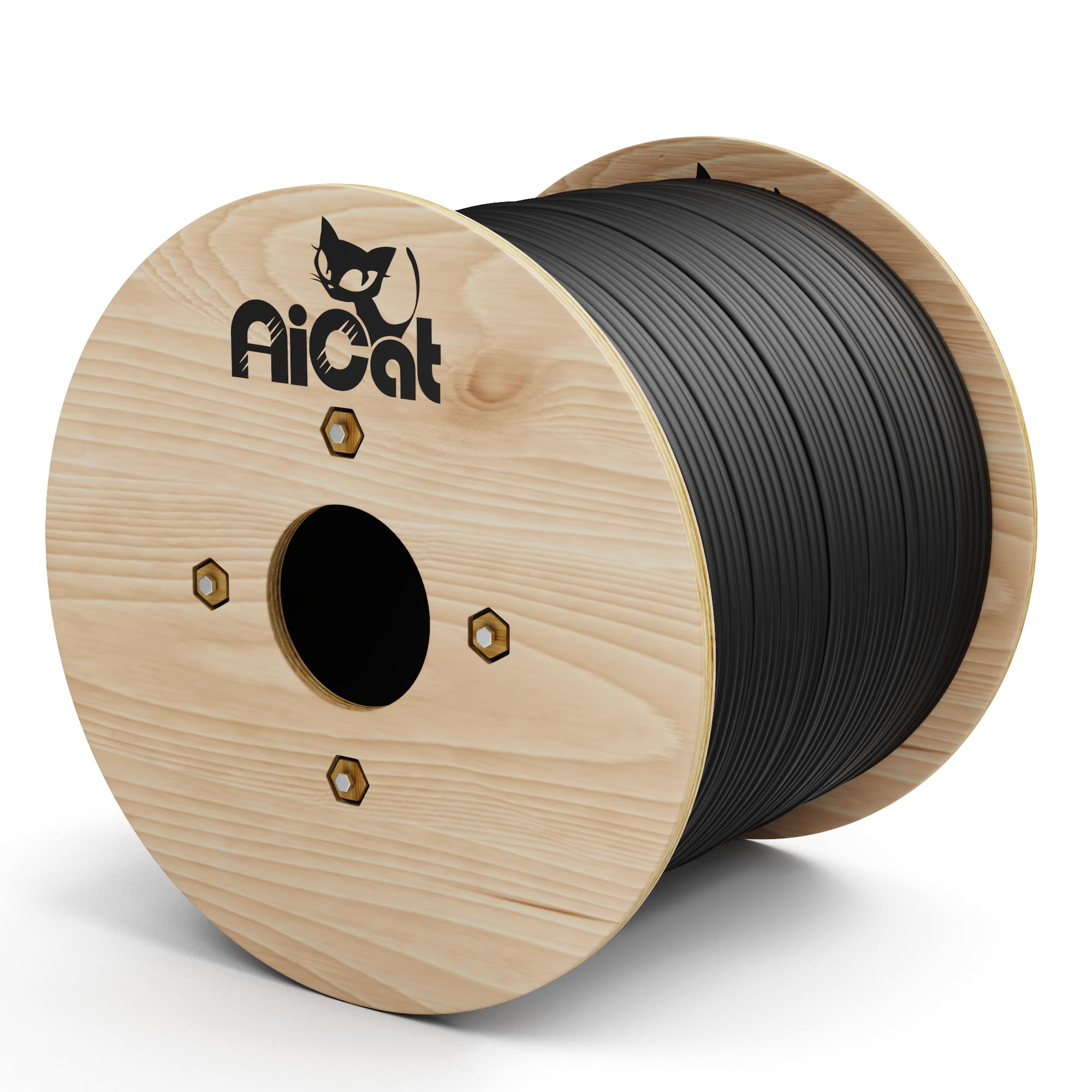 AiCat Cat6 Direct Burial Cable 1000ft - 23AWG Solid Bare Copper, 550MHz, UL Listed, Unshielded Twisted Pair UTP Riser CMX Rated, Waterproof, UV Resistant Cat 6 Outdoor Ethernet Cable (Black)