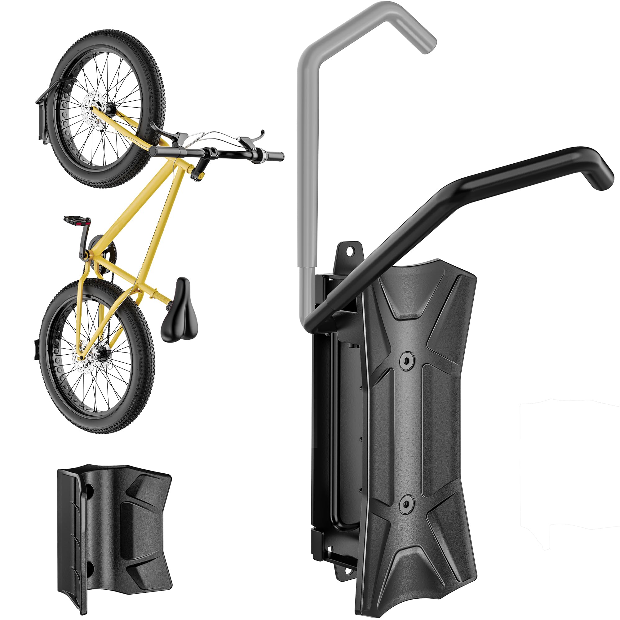 monTEK Swivel Bike Wall Mounts for 4.5" Fat Tyre, Heavy Duty Bike Racks, Hold up to 35kg, Space-Saving Vertical Bicycle Storage for Garage, Wall-Mounted Hooks for MTB, Road Bikes