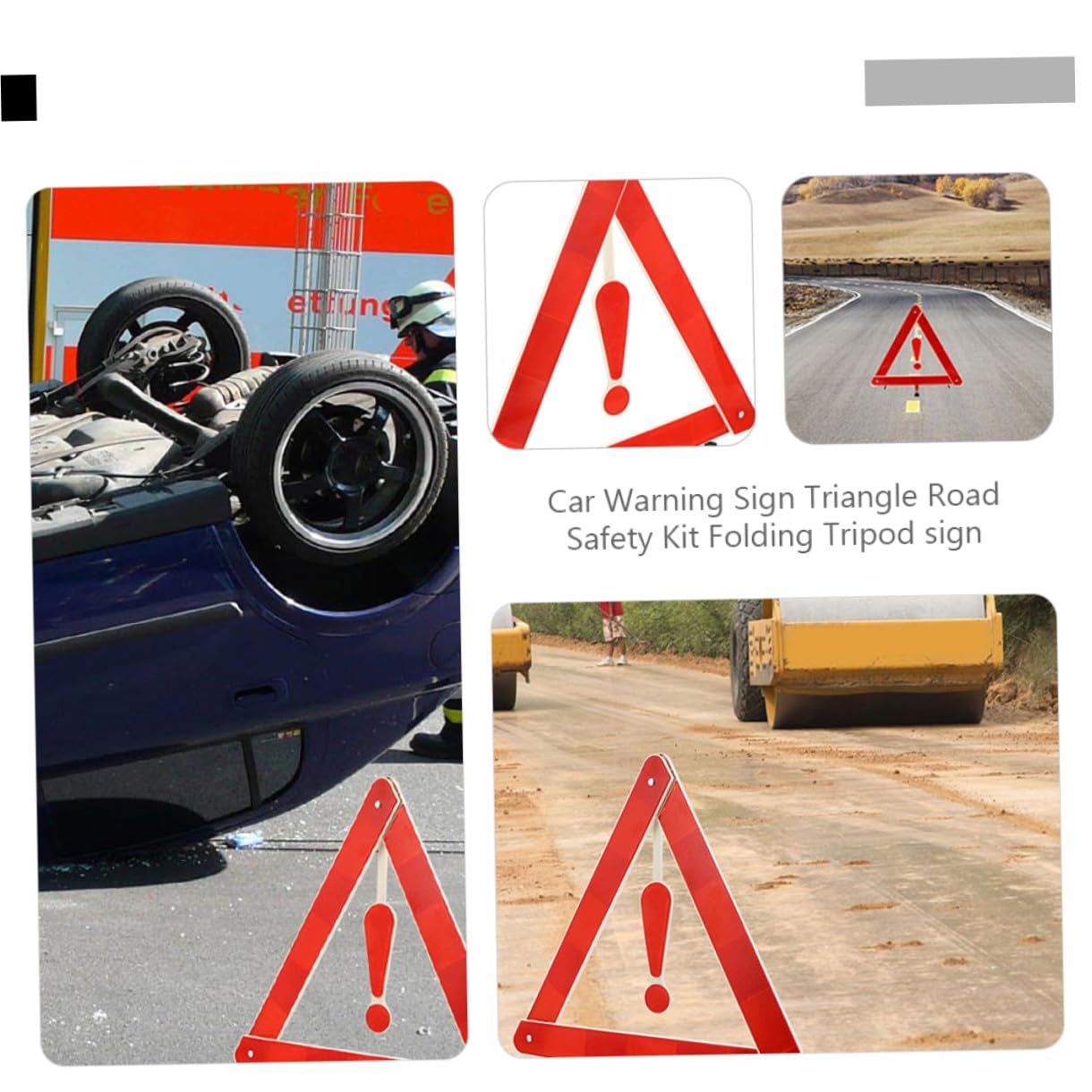 Homoyoyo 4pezzi Triangolo Di Avvertimento Auto Segnale Avvertimento Sicurezza Stradale Auto Compatto e Resistente