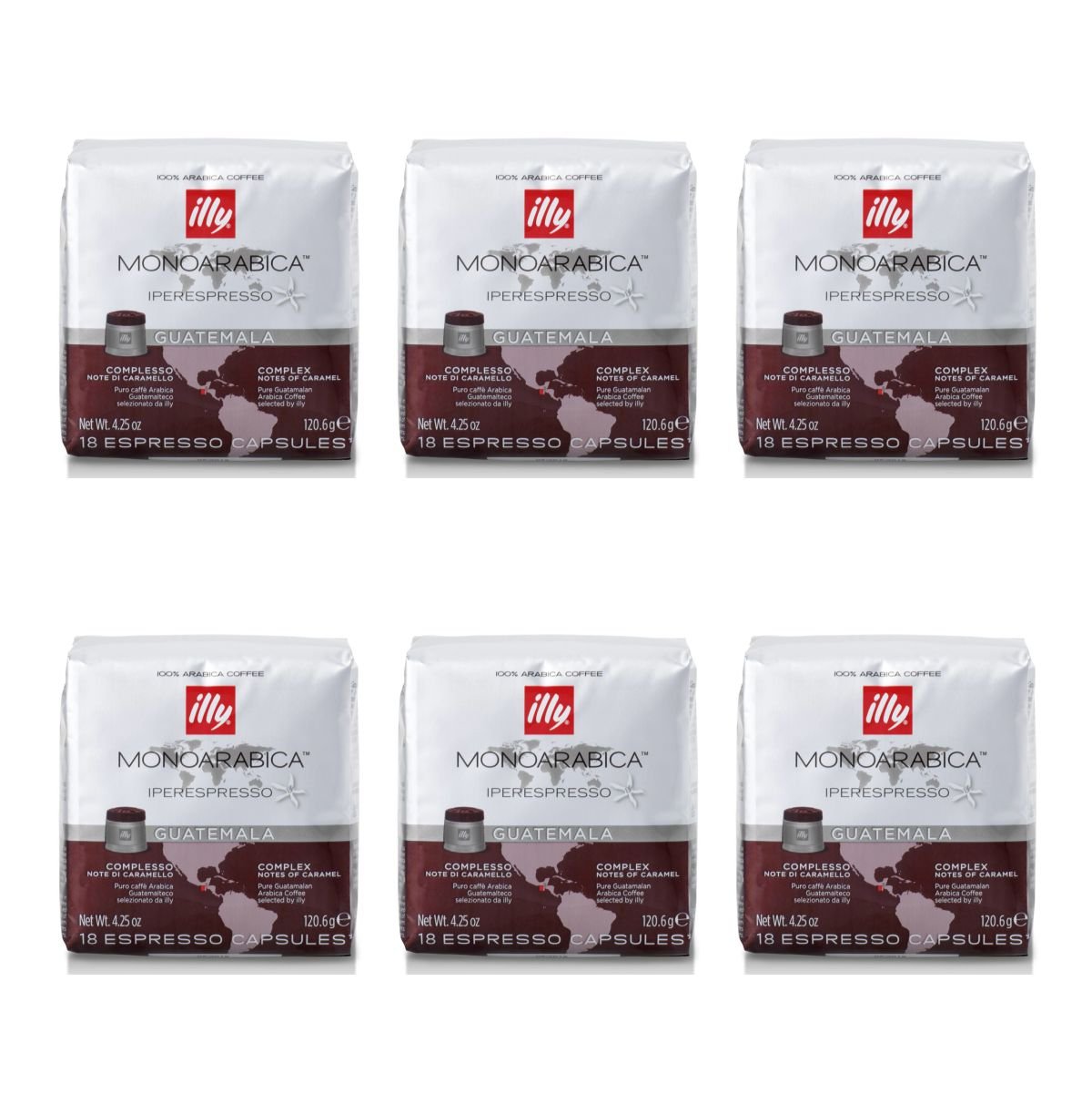 ILLY 6 Packungen Von 18 Monoarabic Guatemala Kapseln