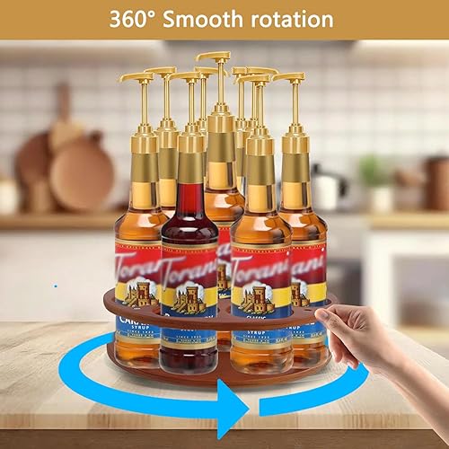 Miniatura 7 de Organizador giratorio para jarabe de café con almohadillas antideslizantes, organizador de jarabe, plato giratorio, capacidad para 9 botellas,