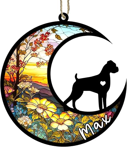 Miniatura 48 de Memorial personalizado para perro, adorno de Navidad de perro pastor alemán con nombre, razas personalizadas, atrapasador de luz para pérdida