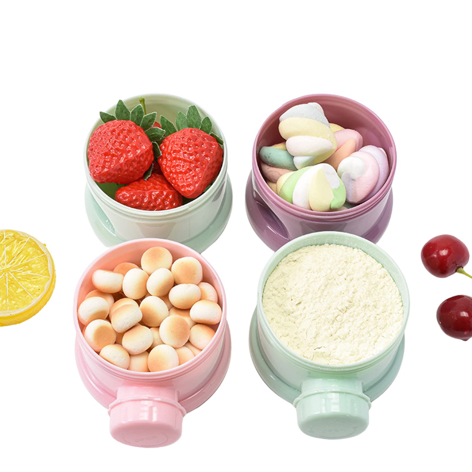 2 Dispenser Latte In Polvere Impilabili - Apertura Laterale, Portatili, Per Viaggi E Passeggiate, Viola - Foto 7