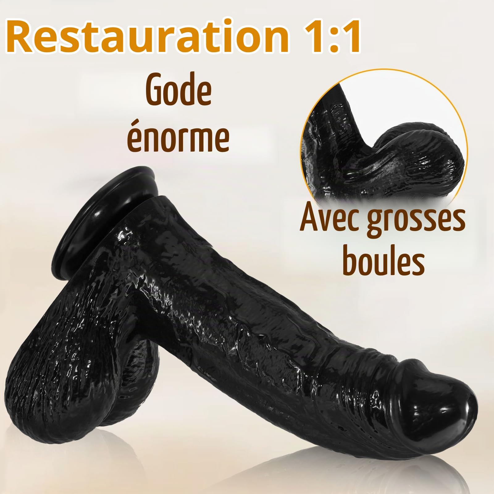 Gode noir géant de 8,3 cm de diamètre, gode réaliste géant de 31,7 cm, gode anal extra-large et épais avec ventouse puissante pour jeux anaux, gros gode XXL, sextoy pénis pour femmes et hommes