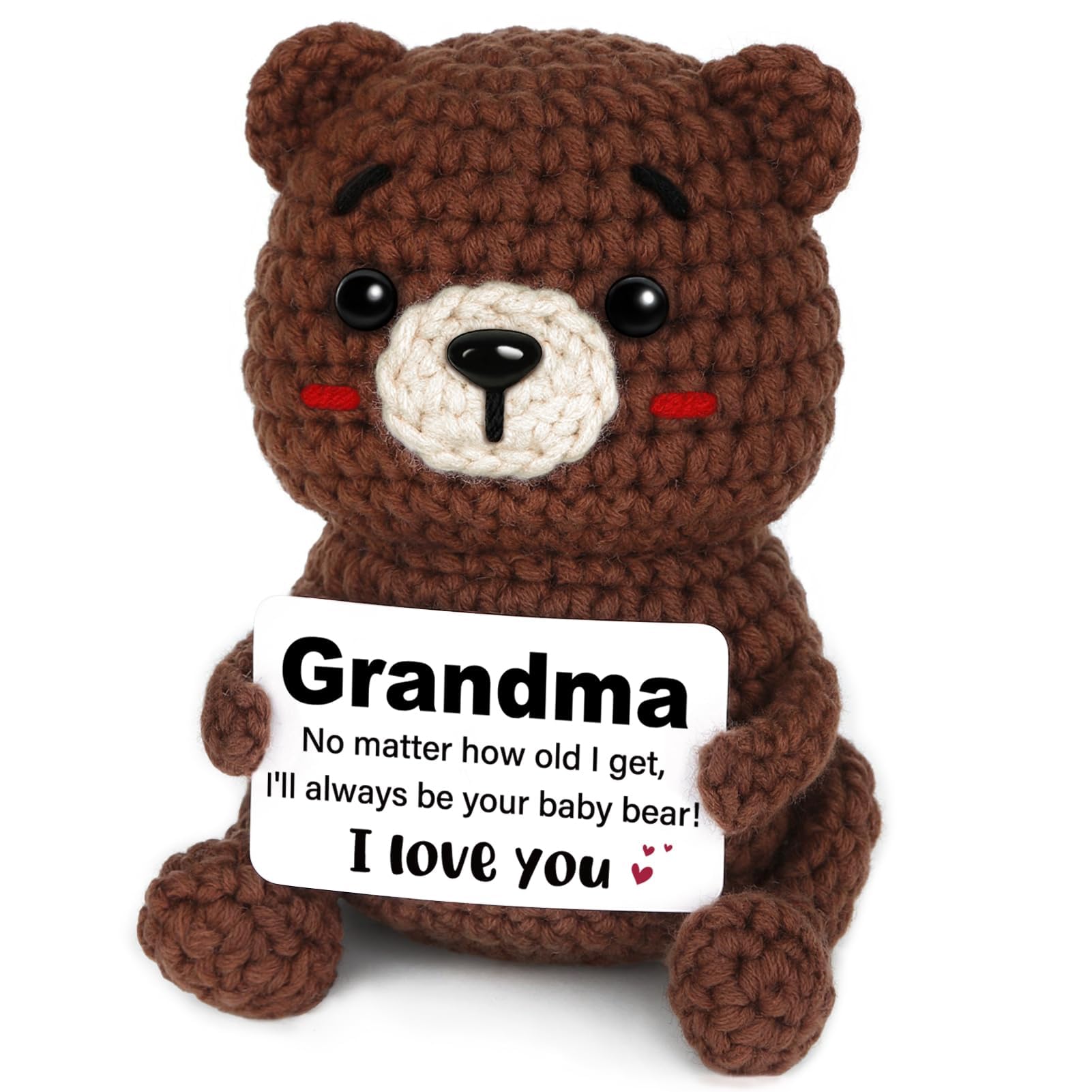 CheriGift Grandma Gifts, Handmade Loving Crochet Bear Decor, Birthday Gifts for Grandma, Grandmother Gift for Birthday Christmas Mother Day, Cute Present for Grandmother