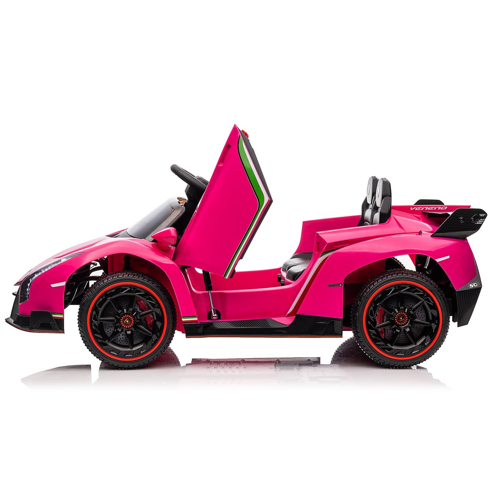 Lizenziertes Lamborghini Kinder Elektroauto 12V – 2 Motoren, Fernbedienung, Scherentüren, LED-Licht, breiter Sitz, MP3, USB, Drahtlos, Hupe, 3 Geschwindigkeiten – Sicheres Kinderfahrzeug ab