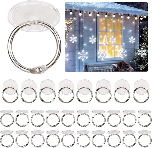 30 ganchos de techo autoadhesivos para colgar con anillos de encuadernación, ganchos de pared transparentes sin costuras para colgar en el techo