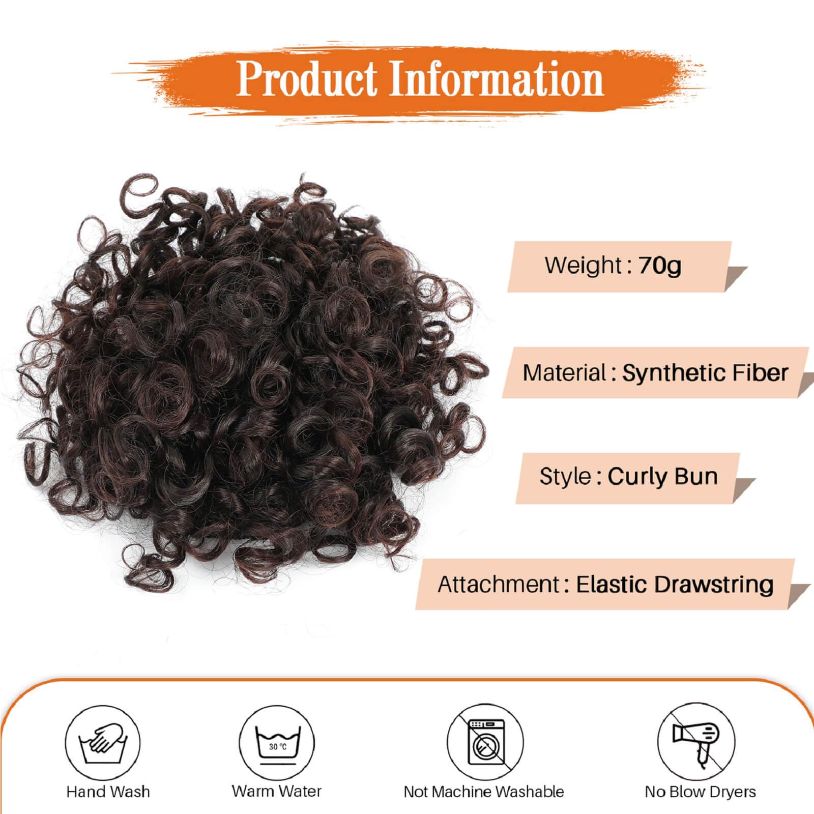 Flyroseing Elastic Drawstring Messy Bun Hair Piece, Short Curly Hair Extensions - Image 2