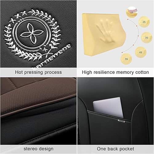 Miniatura 5 de Bitablue Fundas de asiento para Chevrolet Chevy Aveo 2004-2011, funda de asiento de automóvil de piel sintética, compatible con bolsa de aire,