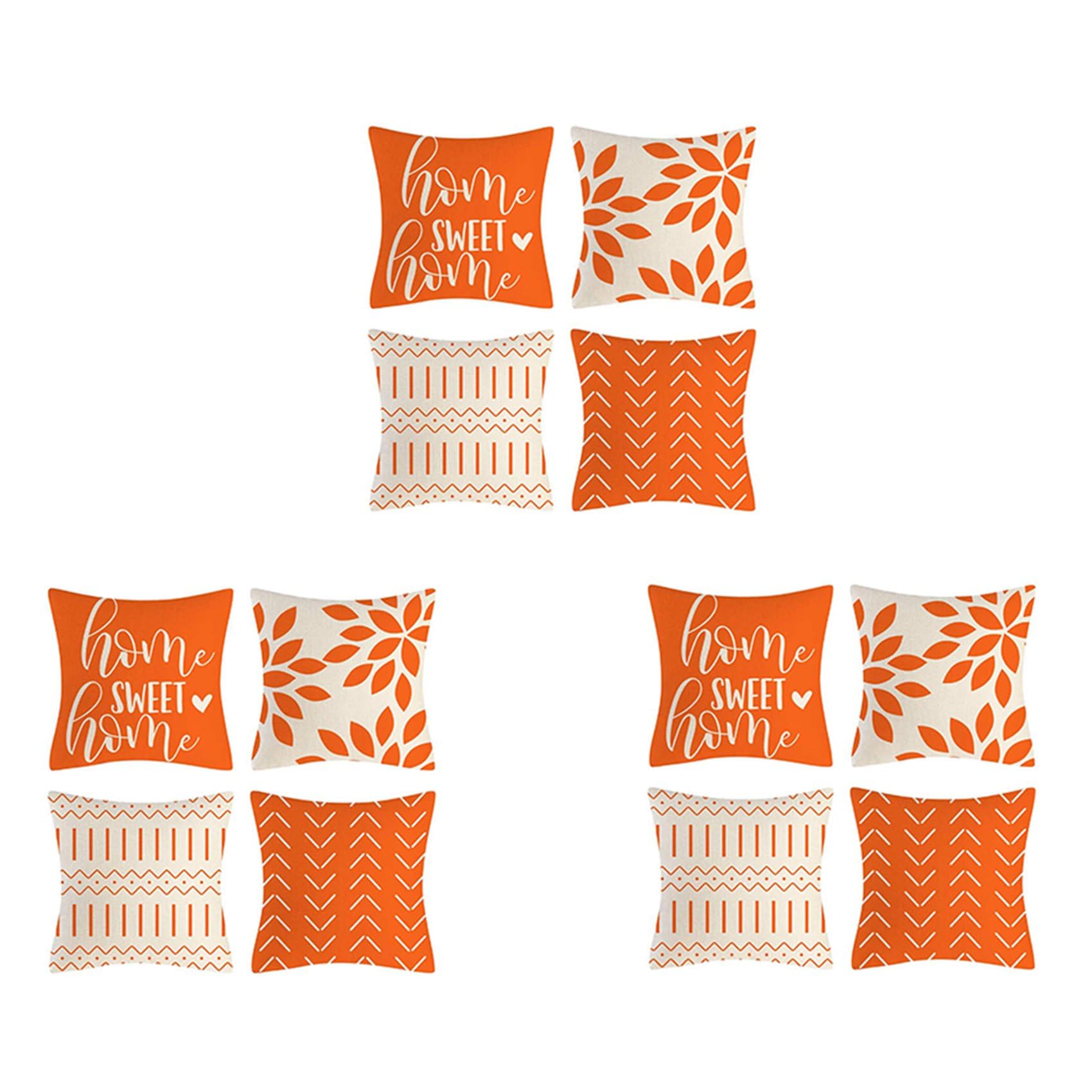 Hndhbfgrt Orange Pillow Covers 18X18 Set of 12 Home Decorative Throw Pillow Covers Outdoor Linen Couch Throw Pillow Case
