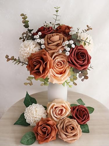 Miniatura 3 de D-Seven Flores artificiales de otoño de terracota para bricolaje, ramos de boda, centros de mesa, arreglos florales, despedidas de soltera, baby