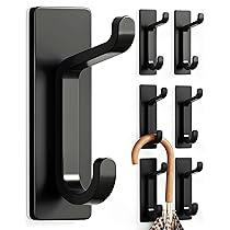 pickpiff Gancio Adesivo Da Parete, Porta Asciugamani Da Bagno, Ganci Adesivi Strofinaccio Da Cucina, Gancio Appendiabiti, Fissaggio a Parete Senza Foratura, Impermeabile, Antiruggine, Nero, 6 Pezzi