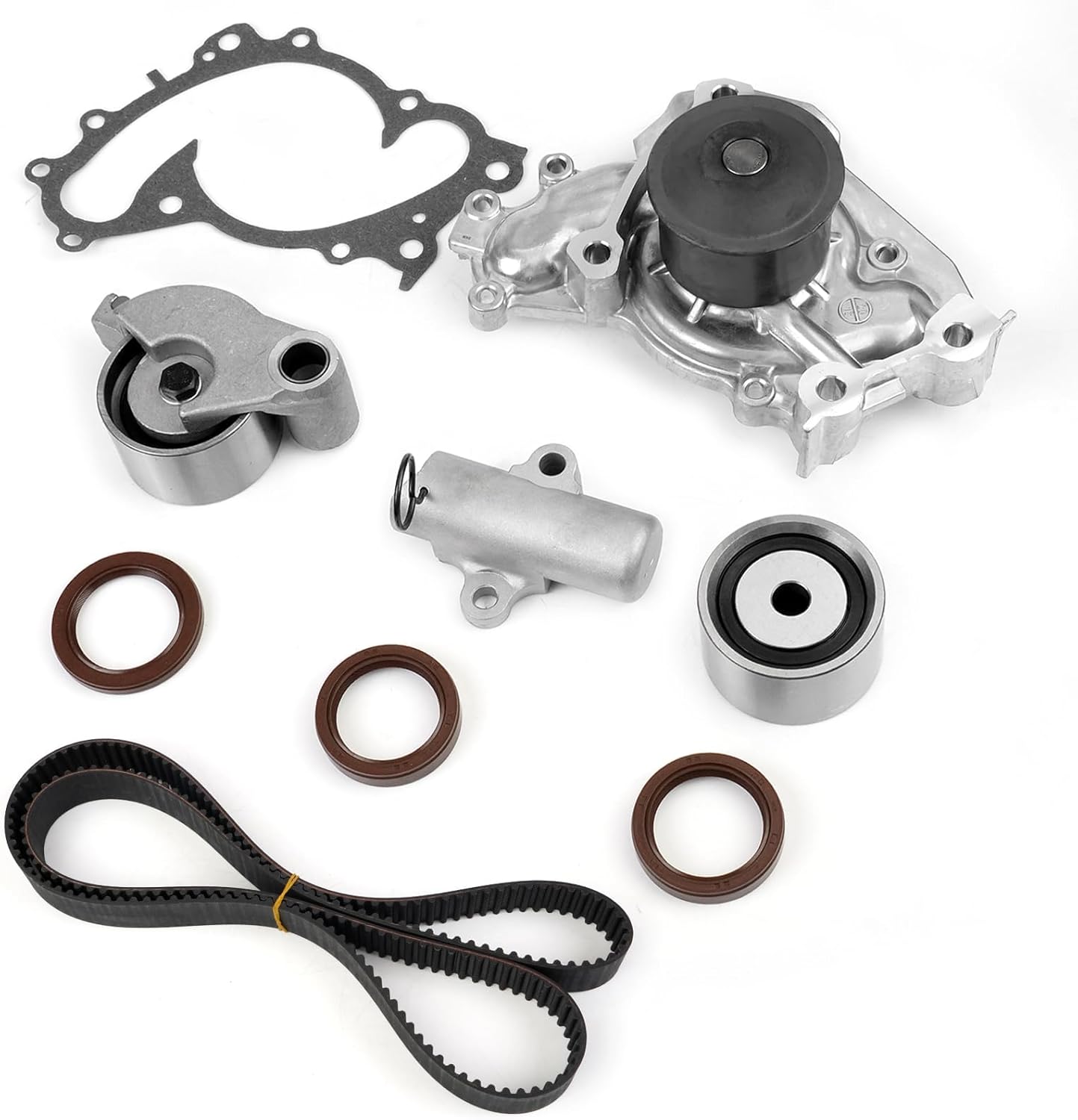 Timing Belt Kit with Water Pump Compatible with Toyota Camry Highlander Sienna Solara 2001-2010, Fits 3.0L 1MZFE & 3.3L 3MZFE V6 Engines, Replaces TKT-026