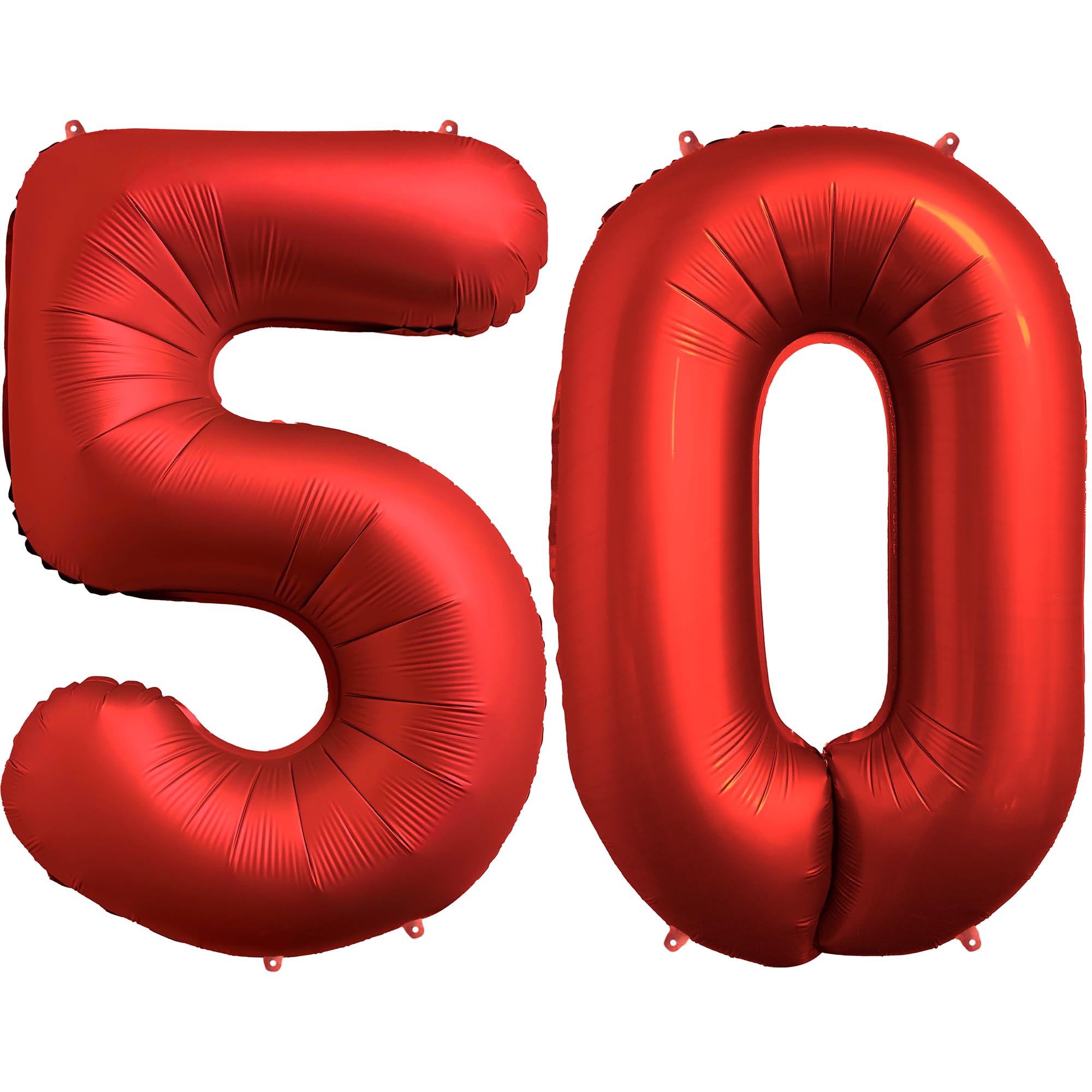 FUNFEST 50th Birthday Balloons Red Chrome 100cm - Birthday Decoration - Numbers 5 & 0 Included - Helium Compatible