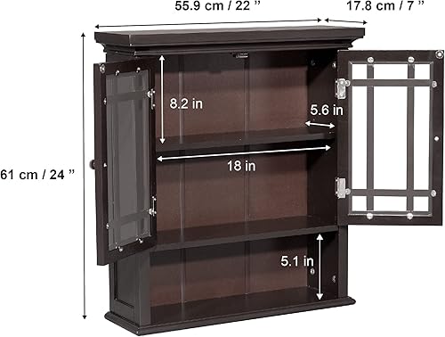 Miniatura 110 de Elegant Home Fashions Dawson Collection clóset de pared con estantes, color blanco Blanco,Gris,Espresso oscuro,Espresso,Blanco y