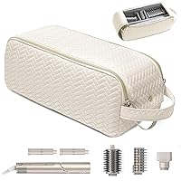 Vista 12 de Bolsa de Viaje Grande para Herramientas de Cabello con Alfombrilla Resistente al Calor - Organizador de Herramientas de Cabello 2 en 1 para Cepillo