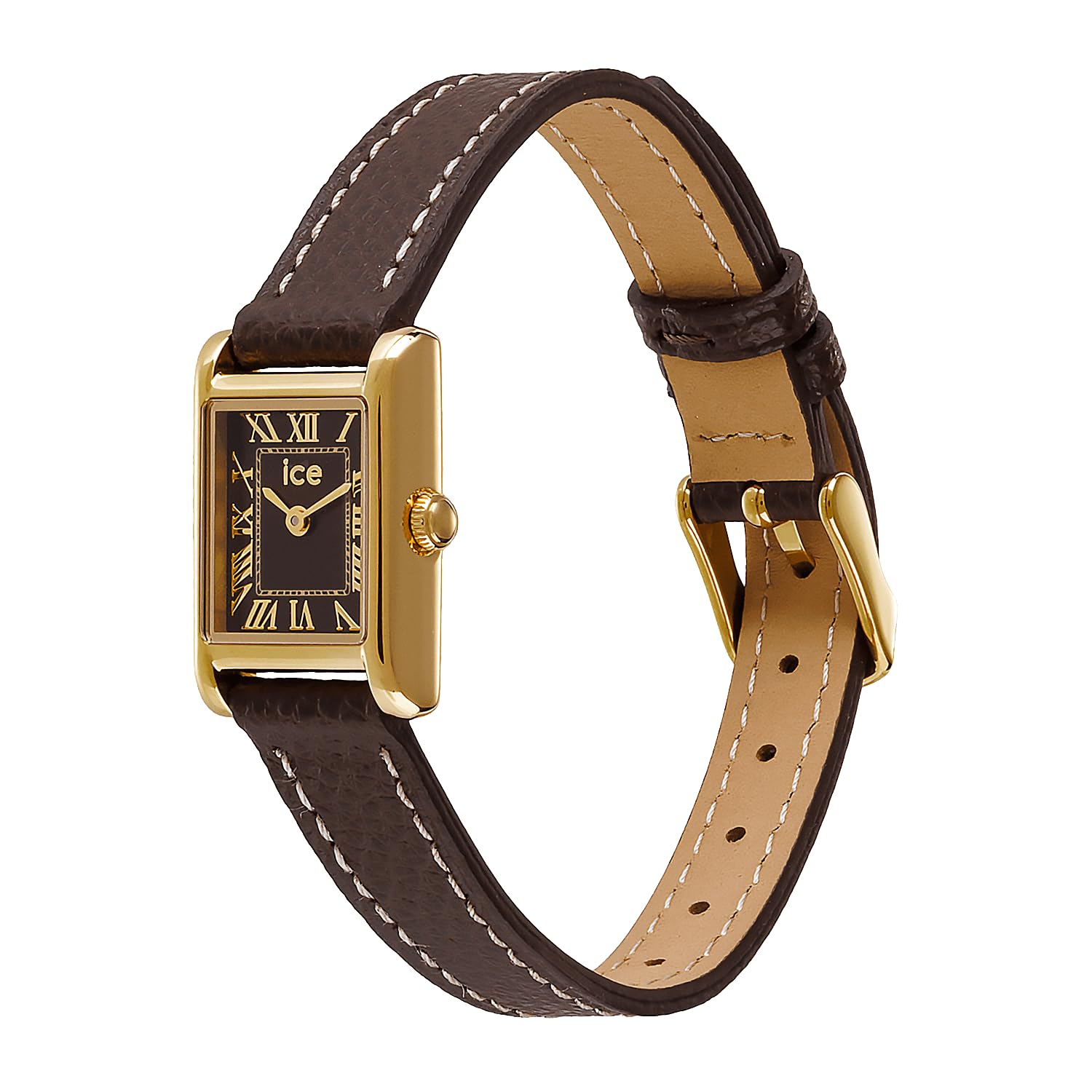ICE-WATCH - ICE mimi Square Gold Chocolate grain - Orologio oro da Donna con Cinturino in pelle marrone - 026110 (17mm)