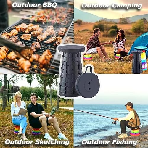 Miniatura 6 de Taburete plegable portátil mejorado, asiento retráctil para adultos al aire libre, viajes, barbacoa, pesca, espera en línea, silla ligera 2023 de