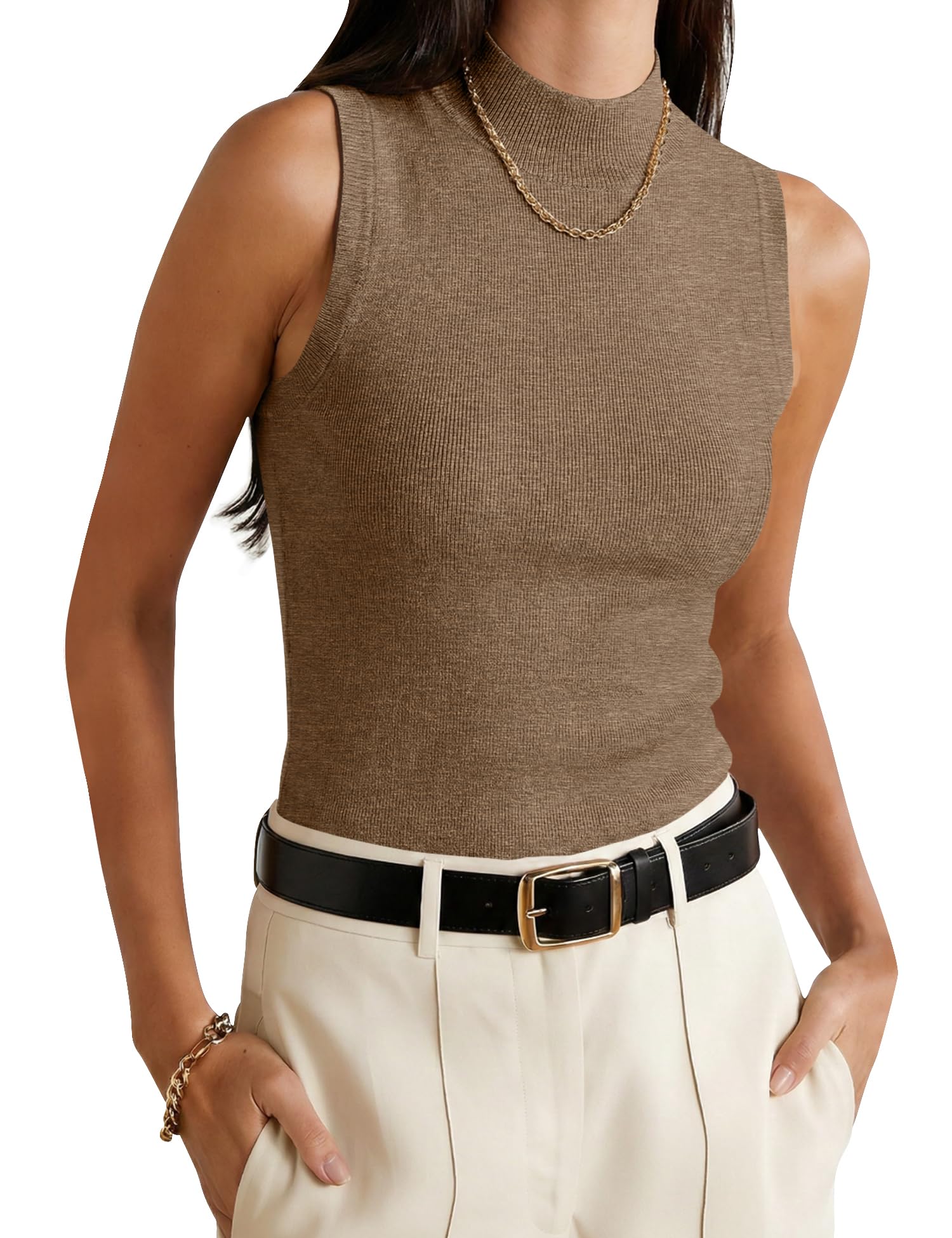 Womens Wool Blend Lightweight Sweater Vest Mock Neck Tank Top Soft Business Casual Outfits 2026-image-11