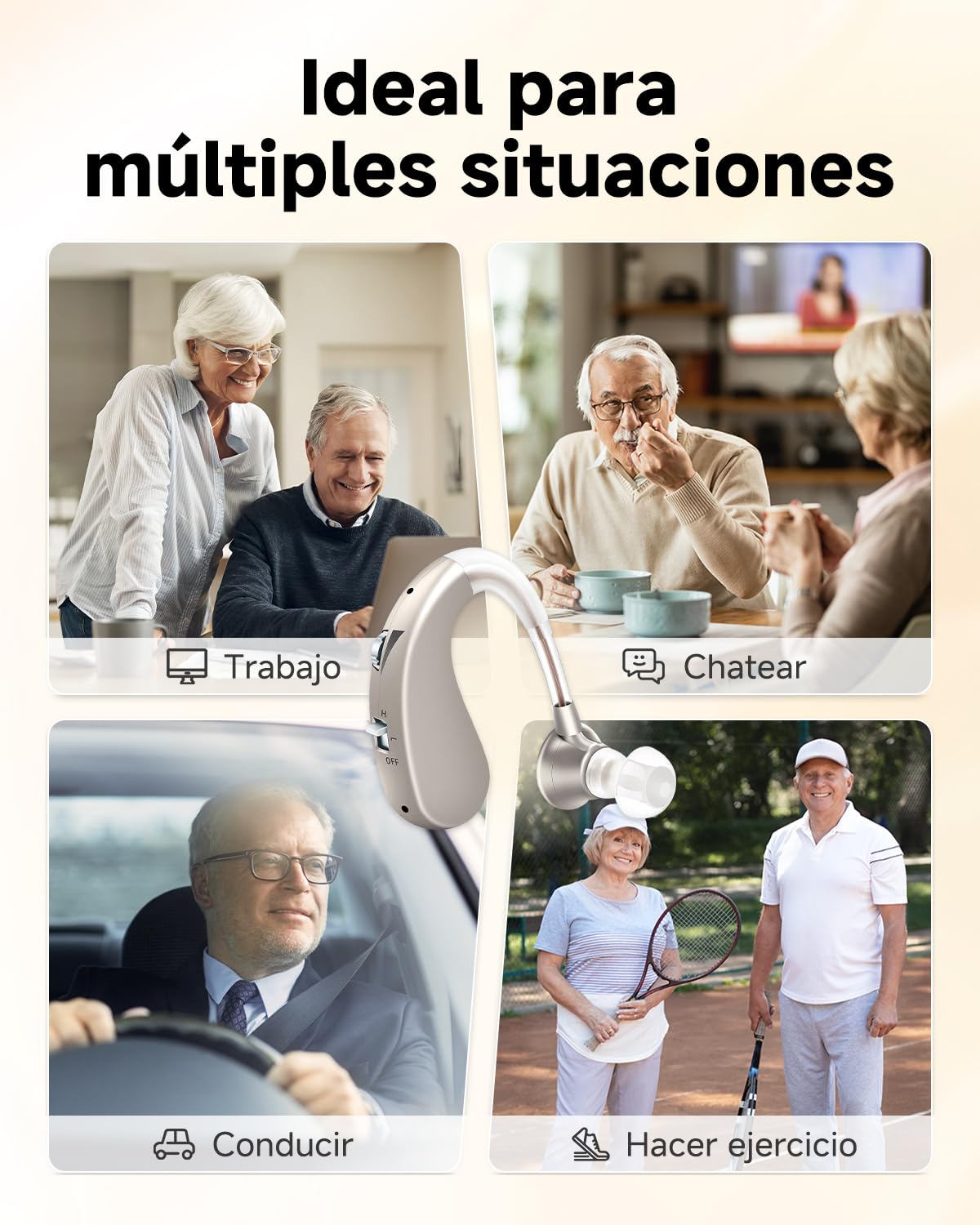Britzgo 1204 Audífonos Recargables para Personas Mayores, Voces Claras y Naturales, Reducción Inteligente de Ruido, Cómodos y Ligeros, Hasta 40H de Uso, Diseño Discreto con 1 Año de Reemplazo Gratuito