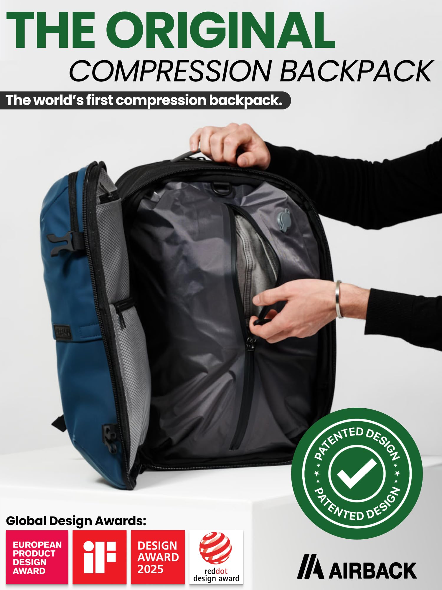 Airback Torba kabinowa, wraz z kosmetyczką i pompką do systemu próżniowego, bagaż pod siedzeniem, na weekendowe podróże, pasuje do Easy Jet, niebieski morski, Underseat Bundle