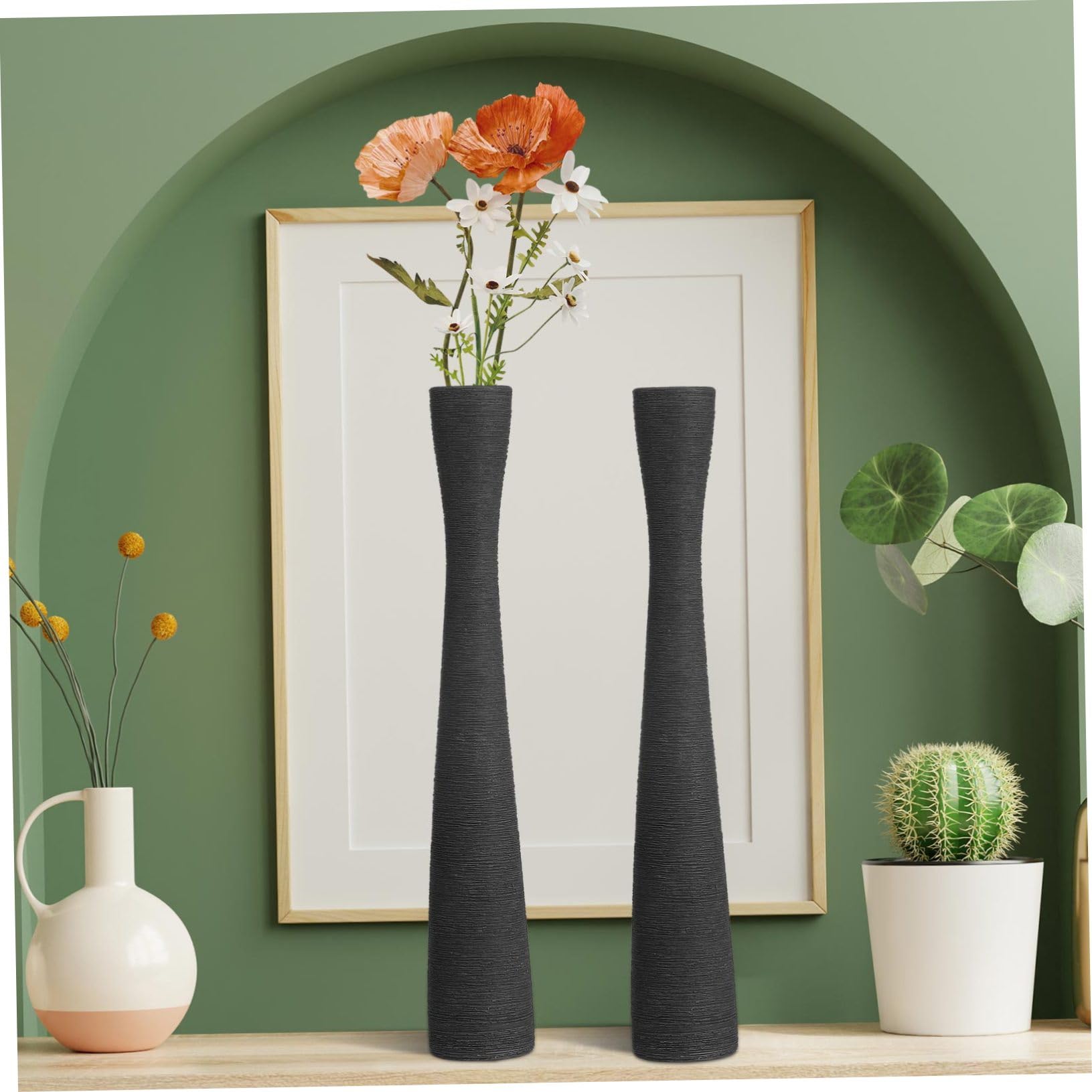 Alipis 2piezas Jarrón De Cerámica De Cuello Estrecho Jarrones De Piso para Flores Decorativos para Sala De Estar y Oficina