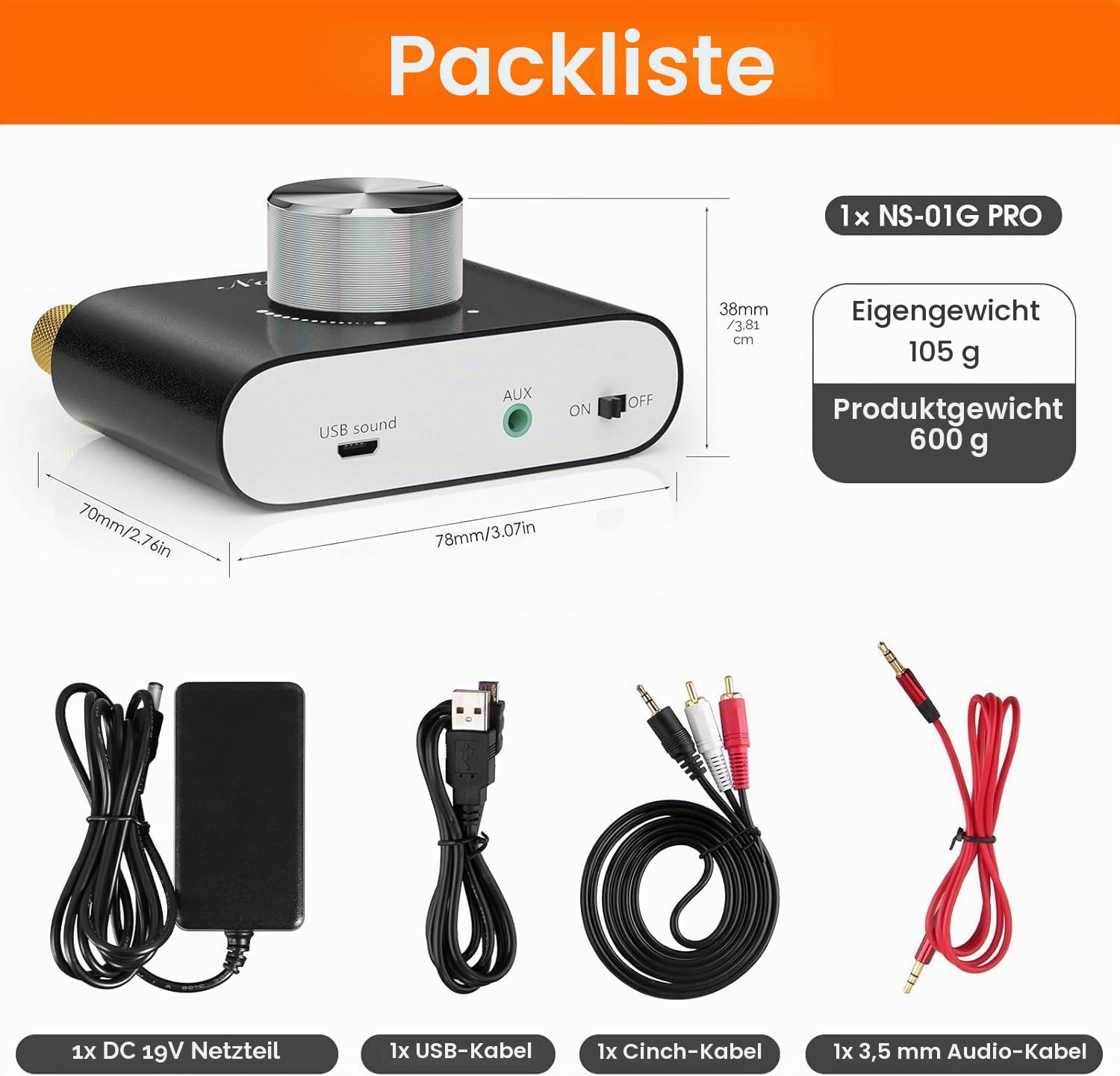 Nobsound Mini Bluetooth 5.0 Digital Power Amplifier 50W×2 Stereo Verstärker Schwarz