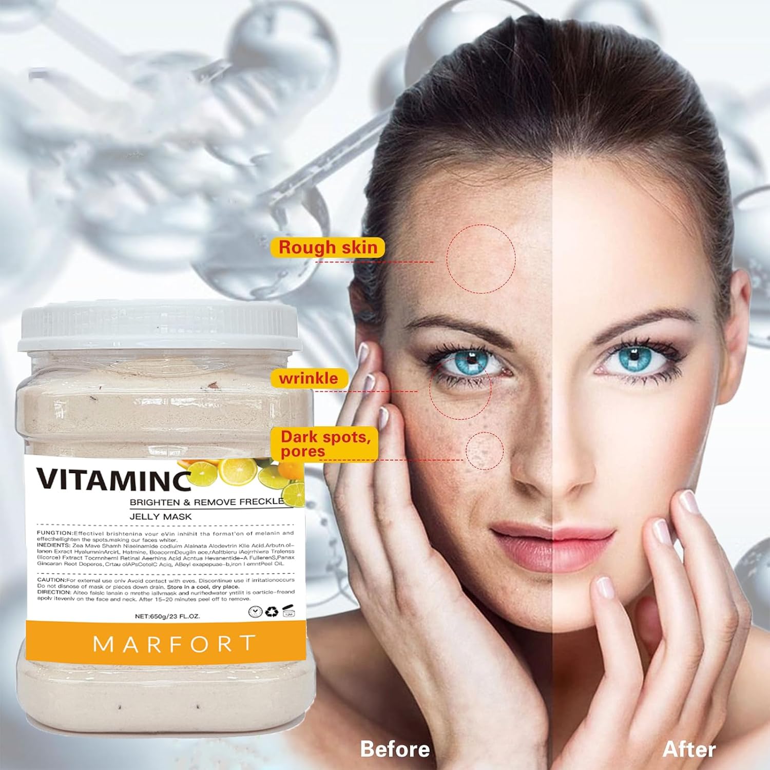 Jelly Mask for Facials Peel-Off Powder Hydrojelly Mask Peel Off Face Masks SkinCare Combination with Professional Skincare Spa Moisturizing & Hydrating 23 Fl Oz (Vitamins C)