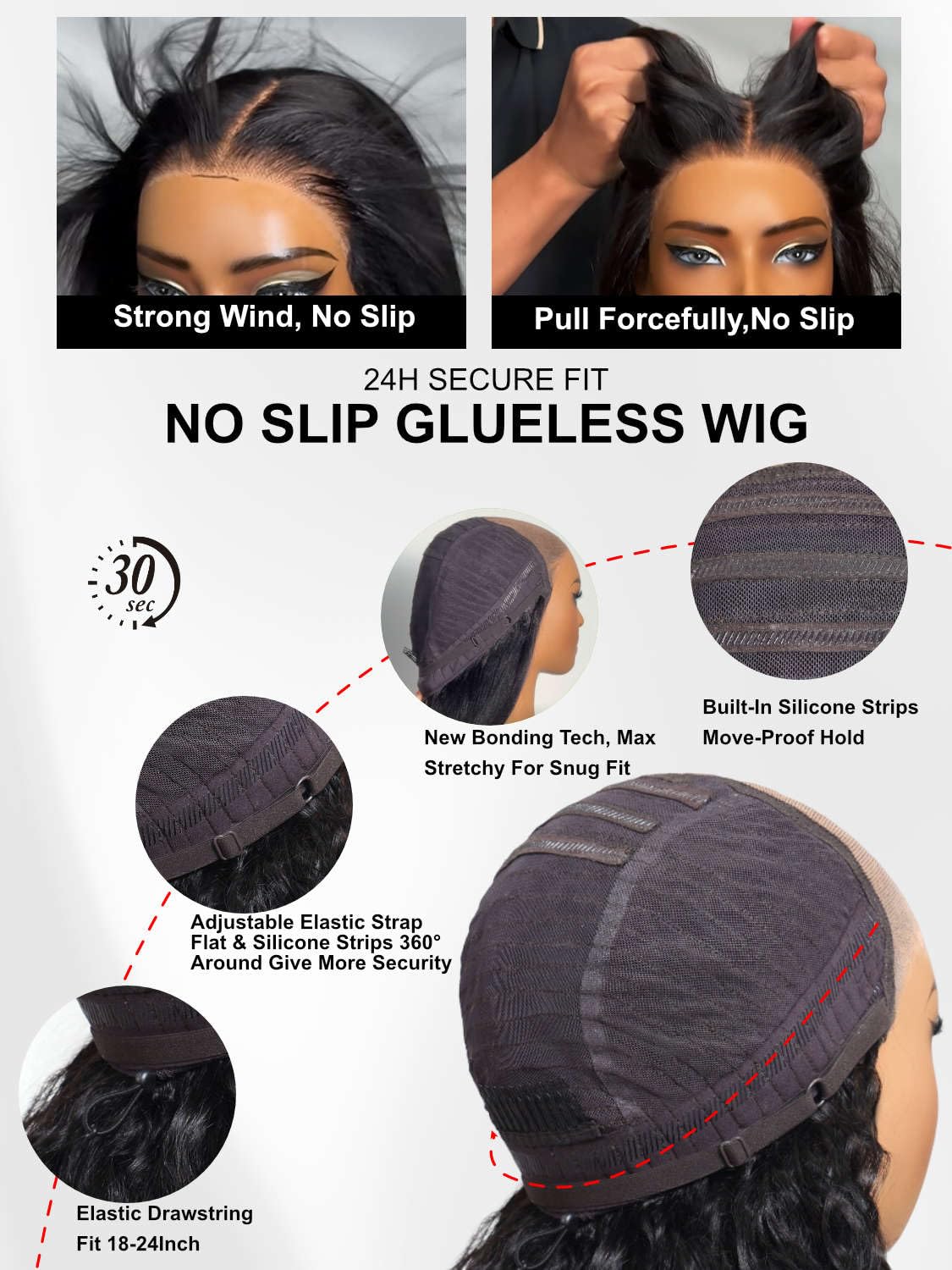 Beauty Forever Balayage Brown Body Wave Glueless Human Hair Wig, Wear and Go Wig for Beginners, 7x5 Lace Pre Plucked Pre Cut Bleached Knots, No Glue Drawstring Cap, Natural Look 150% Density 18 inch — view 9