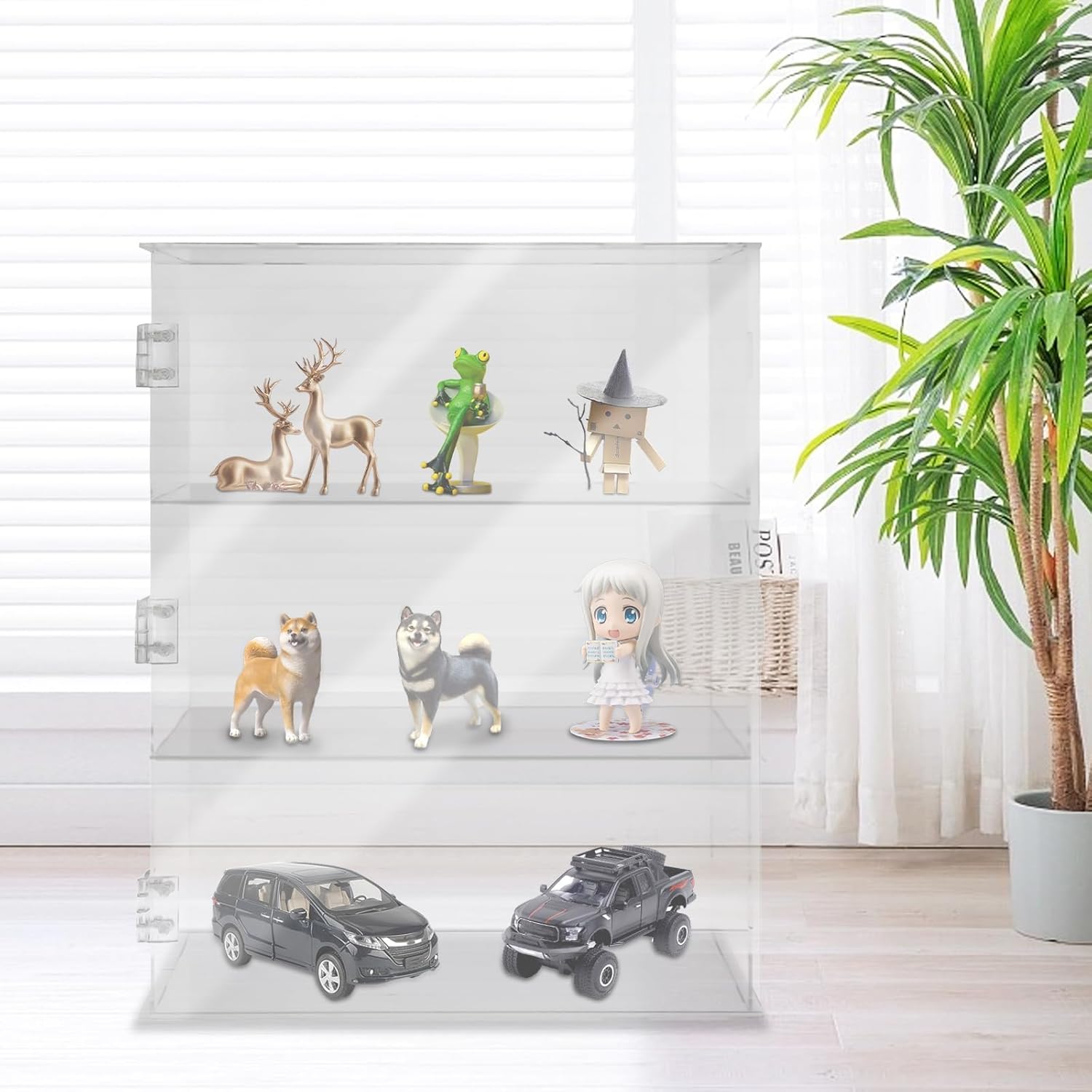 3 Tier Acrylic Display Case, Clear Collectibles Showcase, 11 x 4.7 x 14.2in, Countertop Acrylic Pastry Display Case, Detackable Clear Display Cabinets for Doll, Toy, Souvenir, Dessert