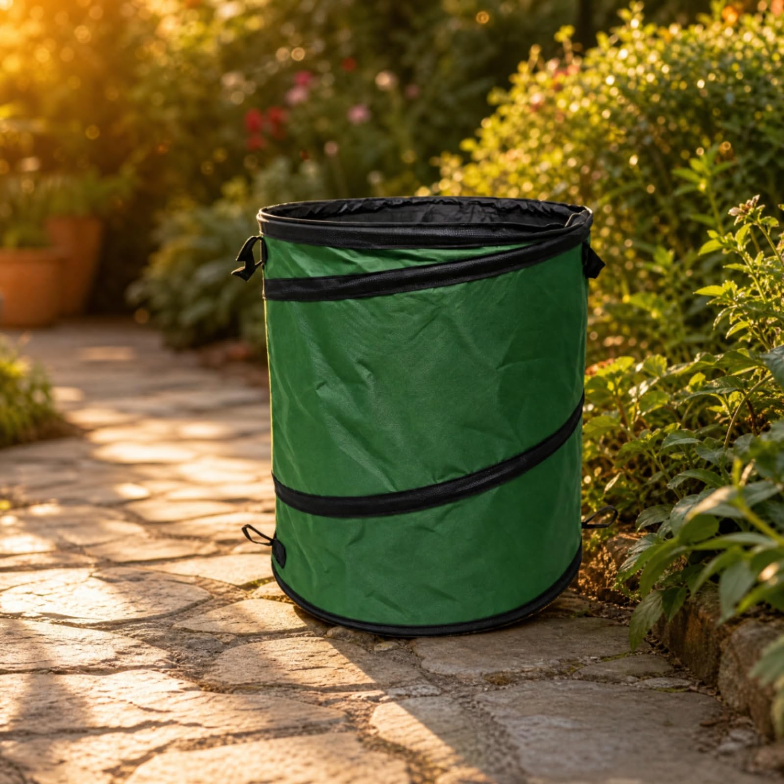 Cestino da Giardino Pieghevole Robusto Cestino Pieghevole a Scomparsa Leggero per Raccolta Foglie, H55cm