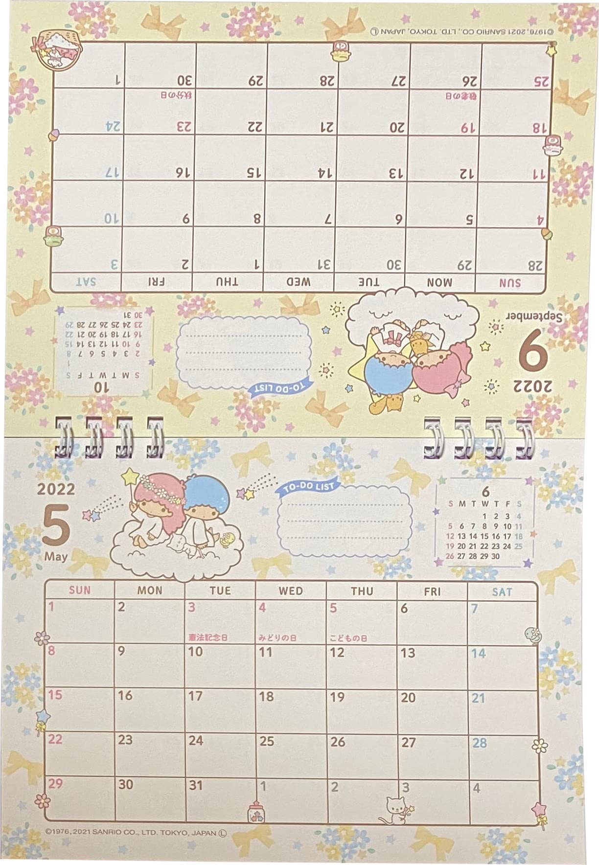 Tanpopo Sanrio Little Twin Stars Desk Ring Japanese Calendar 2022 Year