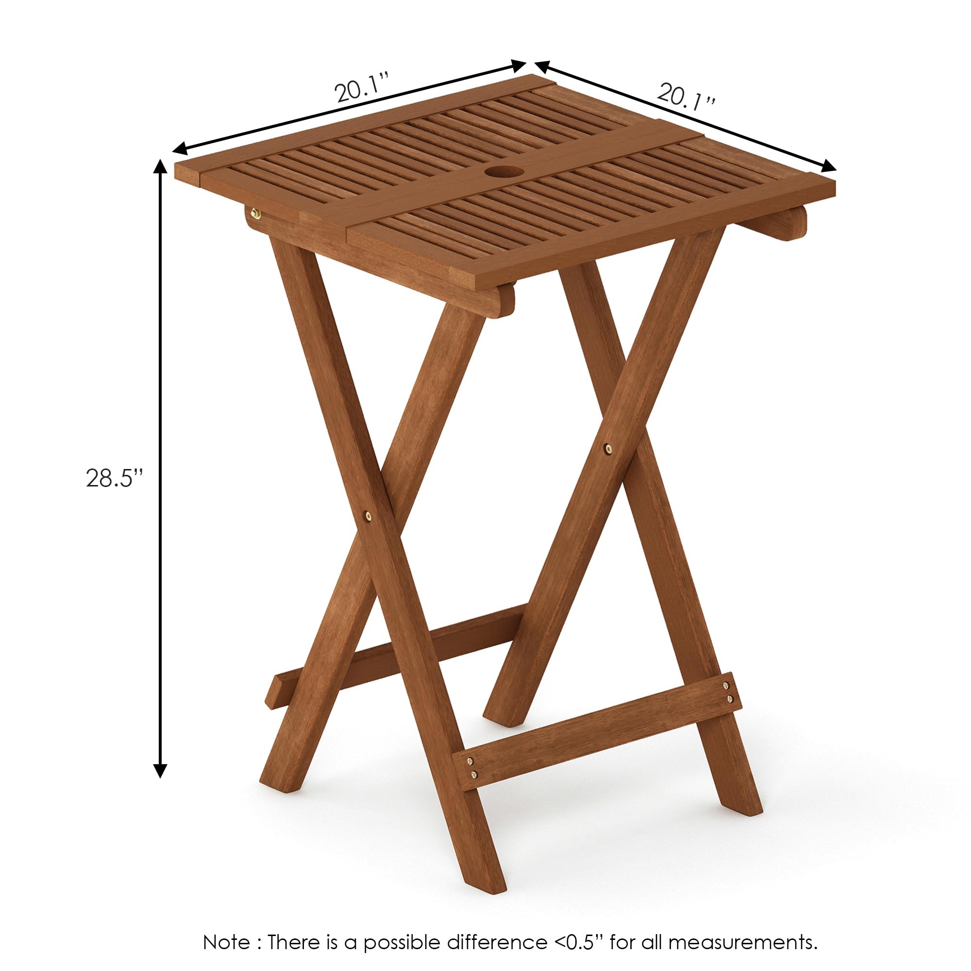 Furinno TIOMAN Tavolino pieghevole per esterni, tavolino da patio, tavolino portatile in legno per balcone, giardino, veranda, finitura a olio di teak, legno chiaro