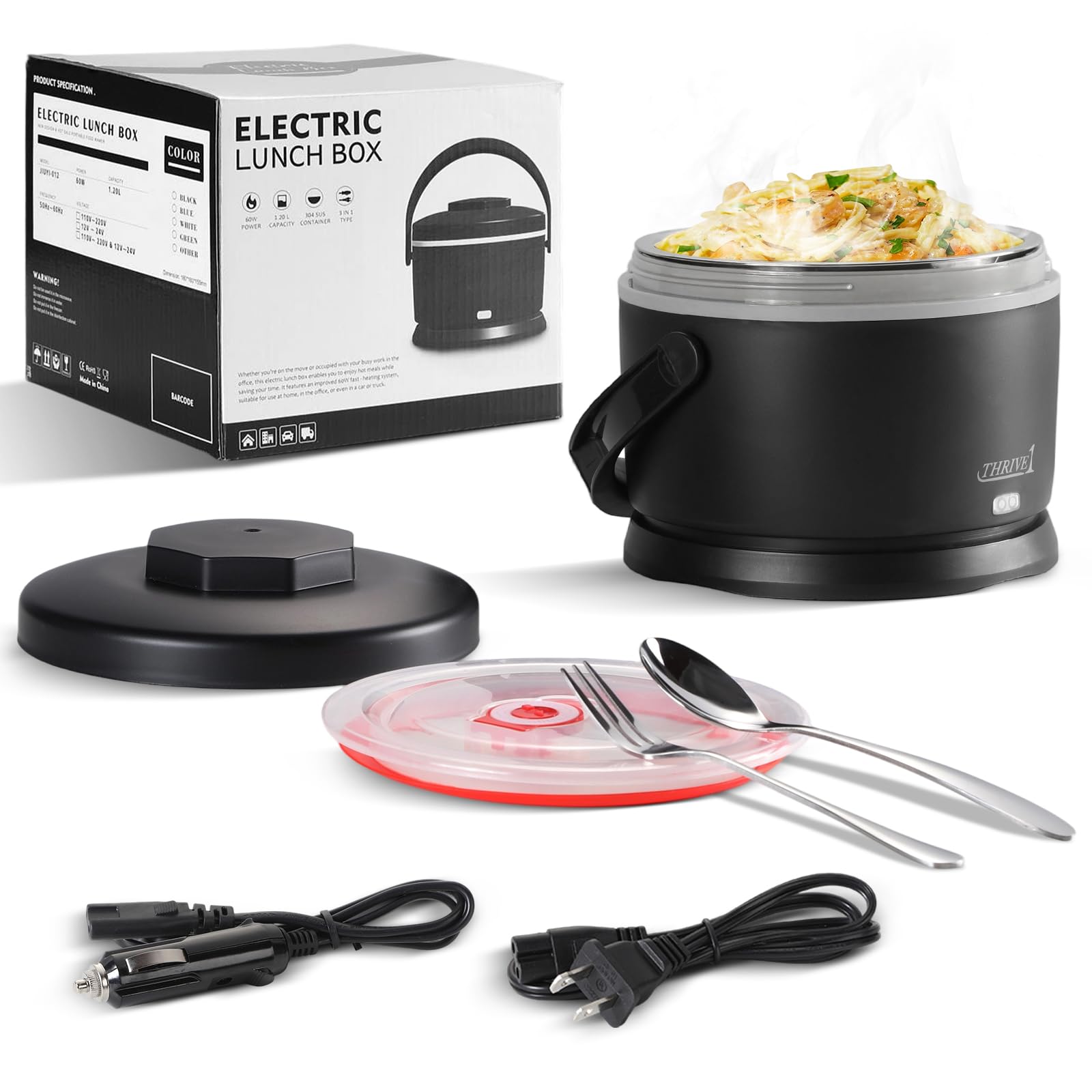 Electric Lunch Box for Adults 40 oz Portable Food Warmer 12V 24V 110V 220V Heated Lunch Box for
