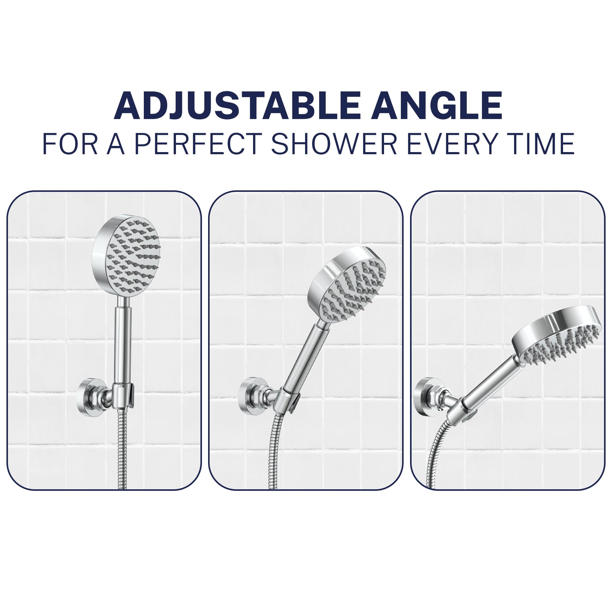 HammerHead Showers Massiver Metall-Handbrausekopfhalter Wandhalterung - Chrom - Verstellbare Schraubmontage Duschstabhalter mit Schwenkkugel - Brauseschlauchhalter, passend für die meisten Handbrausen