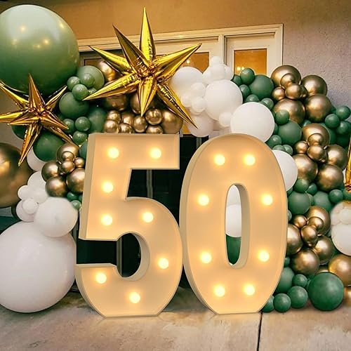 Miniatura 6 de Números de marquesina de 3 pies, números iluminados 5 para decoraciones de cumpleaños de 5, 15 y 50 años, números grandes para decoraciones de