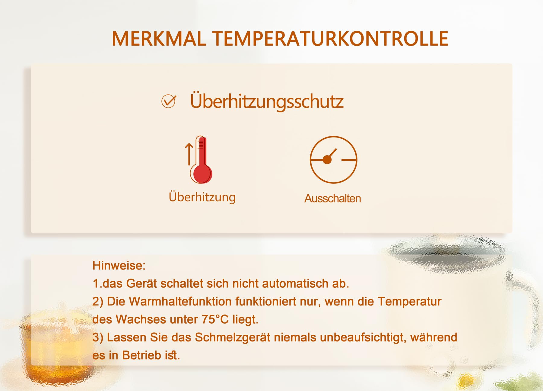 JULWHISPER 1,8L Wachsschmelzer für Kerzenherstellung mit Ausgießvorrichtung | EU Stecker, 1800ml großes Fassungsvermögen, Thermometer, Dochte, Zentriervorrichtung, Rührlöffel inklusive
